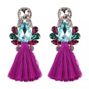 NEW Glass Dangle Tassel Earrings